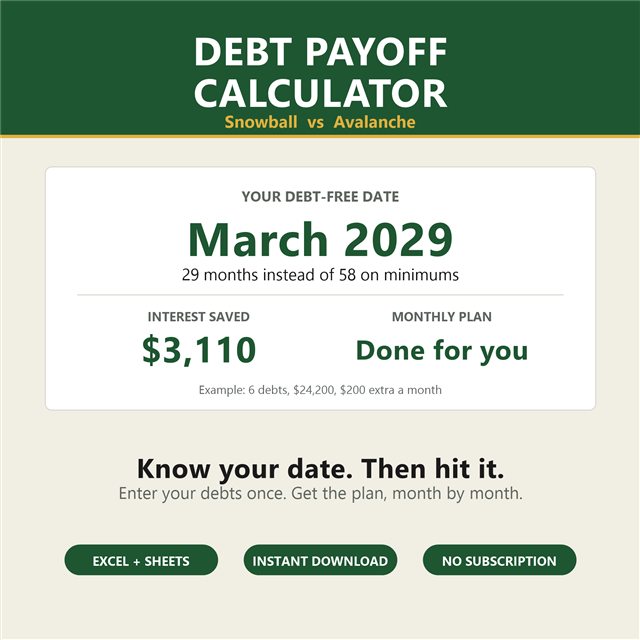 Preview of the Debt Payoff Tracker spreadsheet